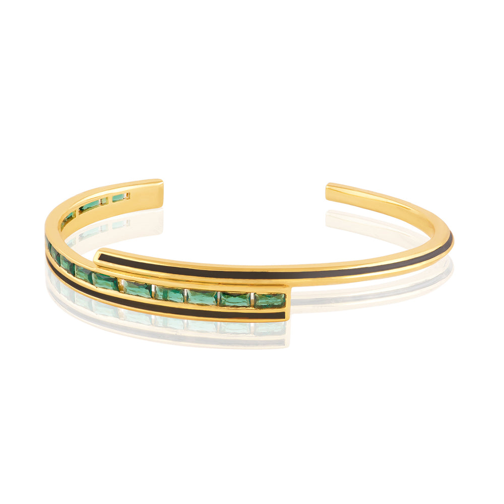 Dreama Green Cuff Bracelet In 18Kt Gold Plated