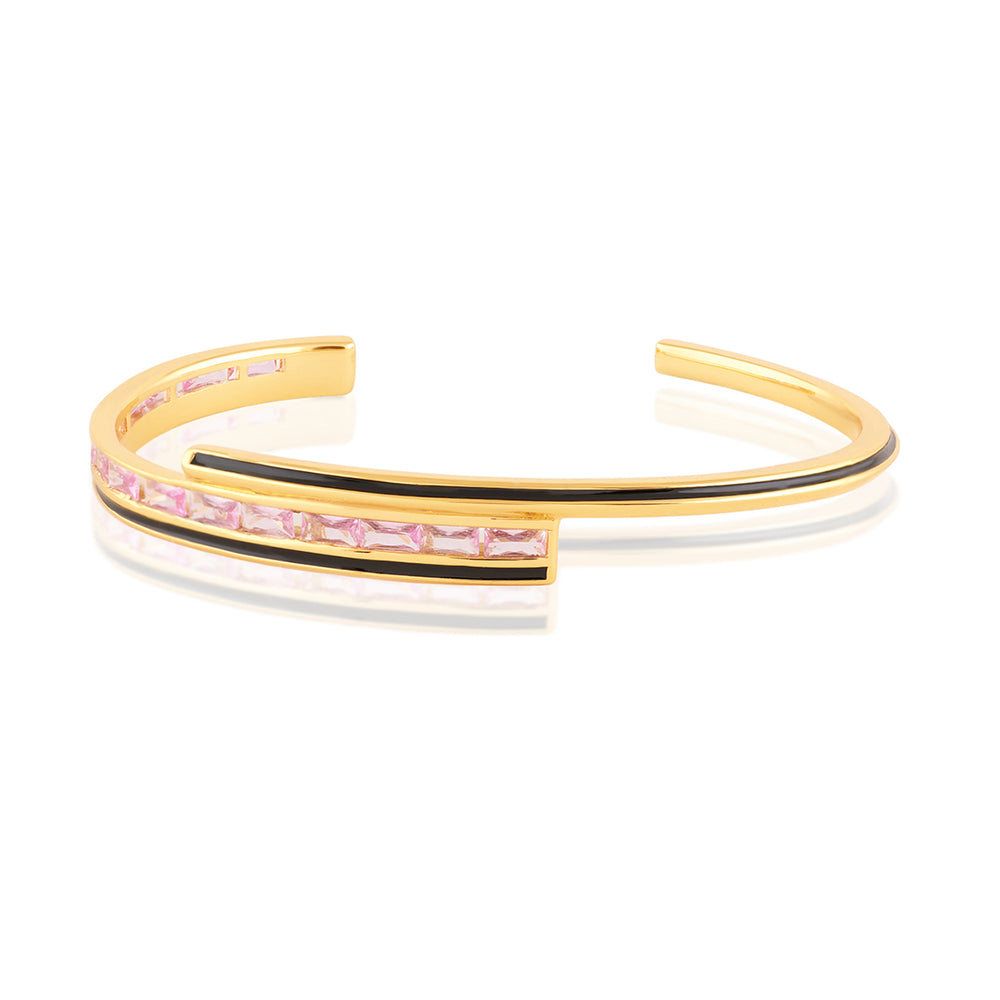 Dreama Pink Cuff Bracelet In 18Kt Gold Plated