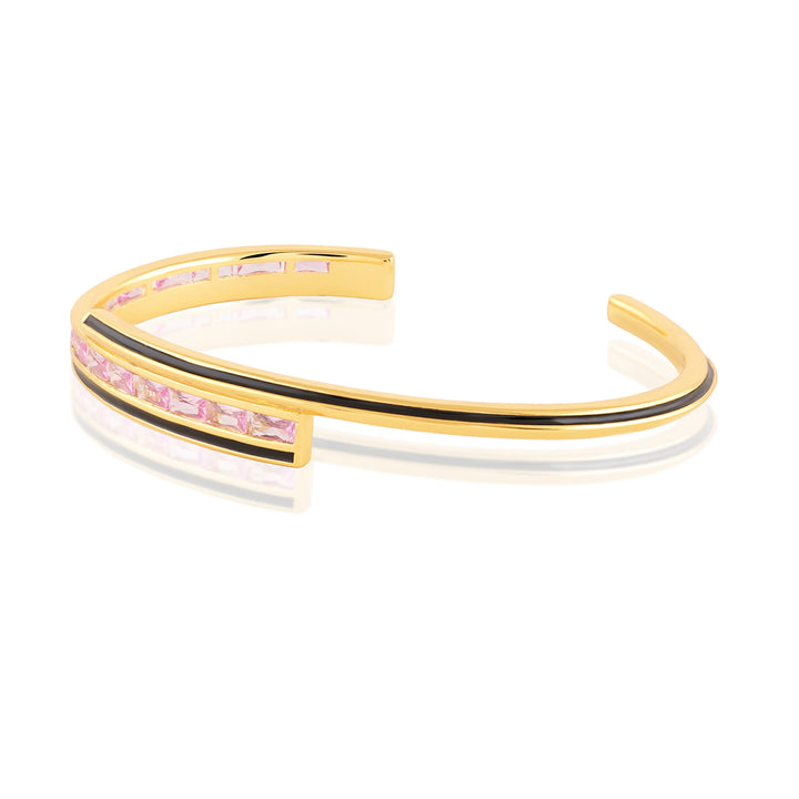 Dreama Pink Cuff Bracelet In 18Kt Gold Plated