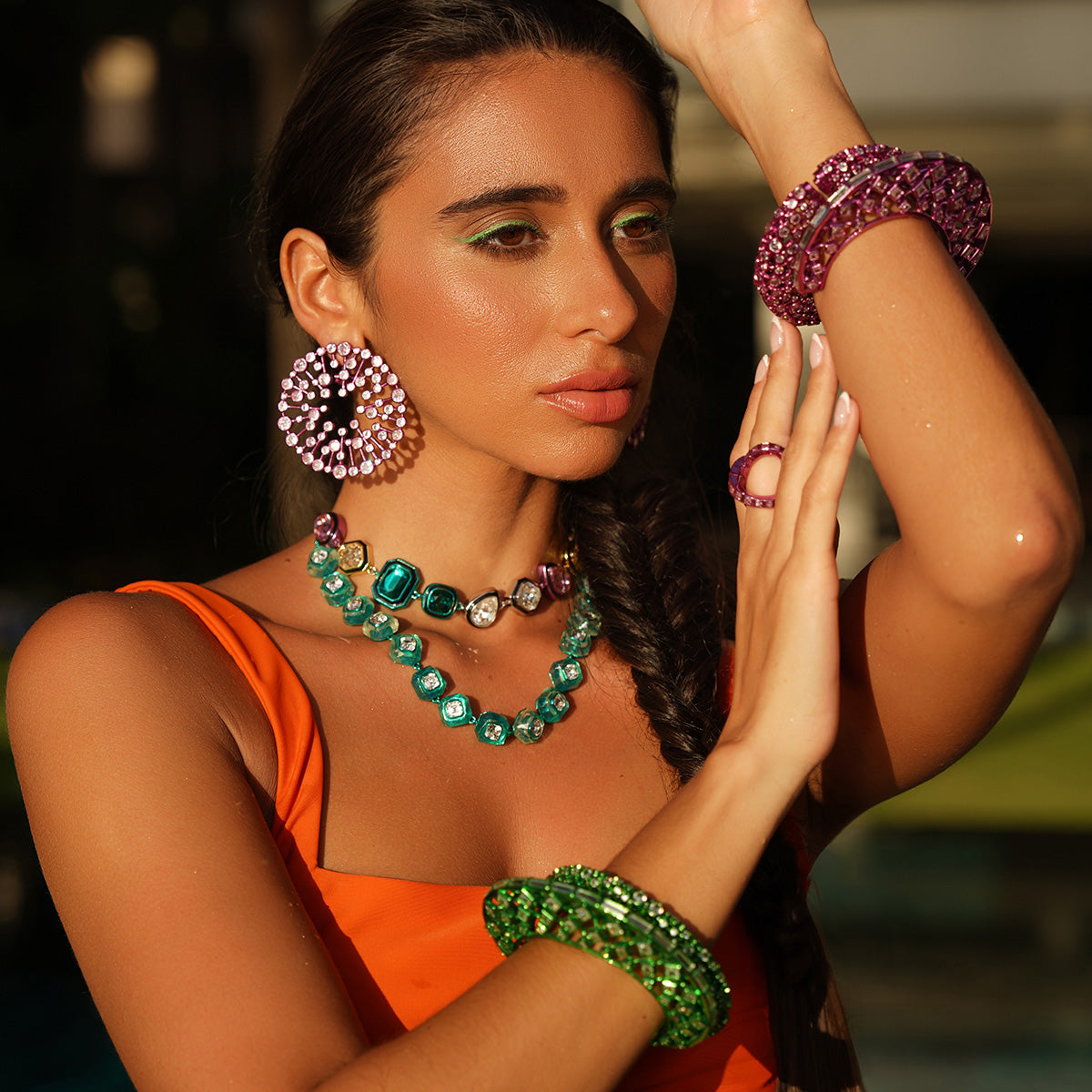 Banger Multi-Color Crystal Choker - Isharya | Modern Indian Jewelry