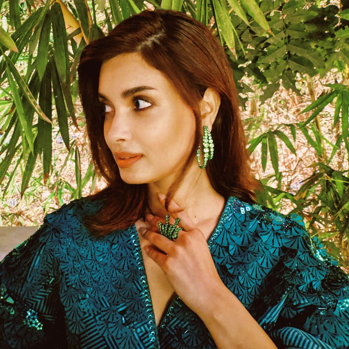 Diana Penty Parakeet Green Double Hoop Earrings