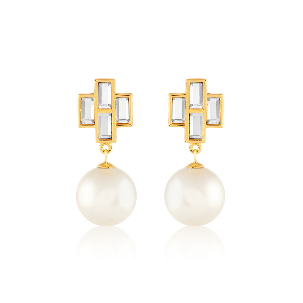 Prism Mirror Pearl Drop Earring