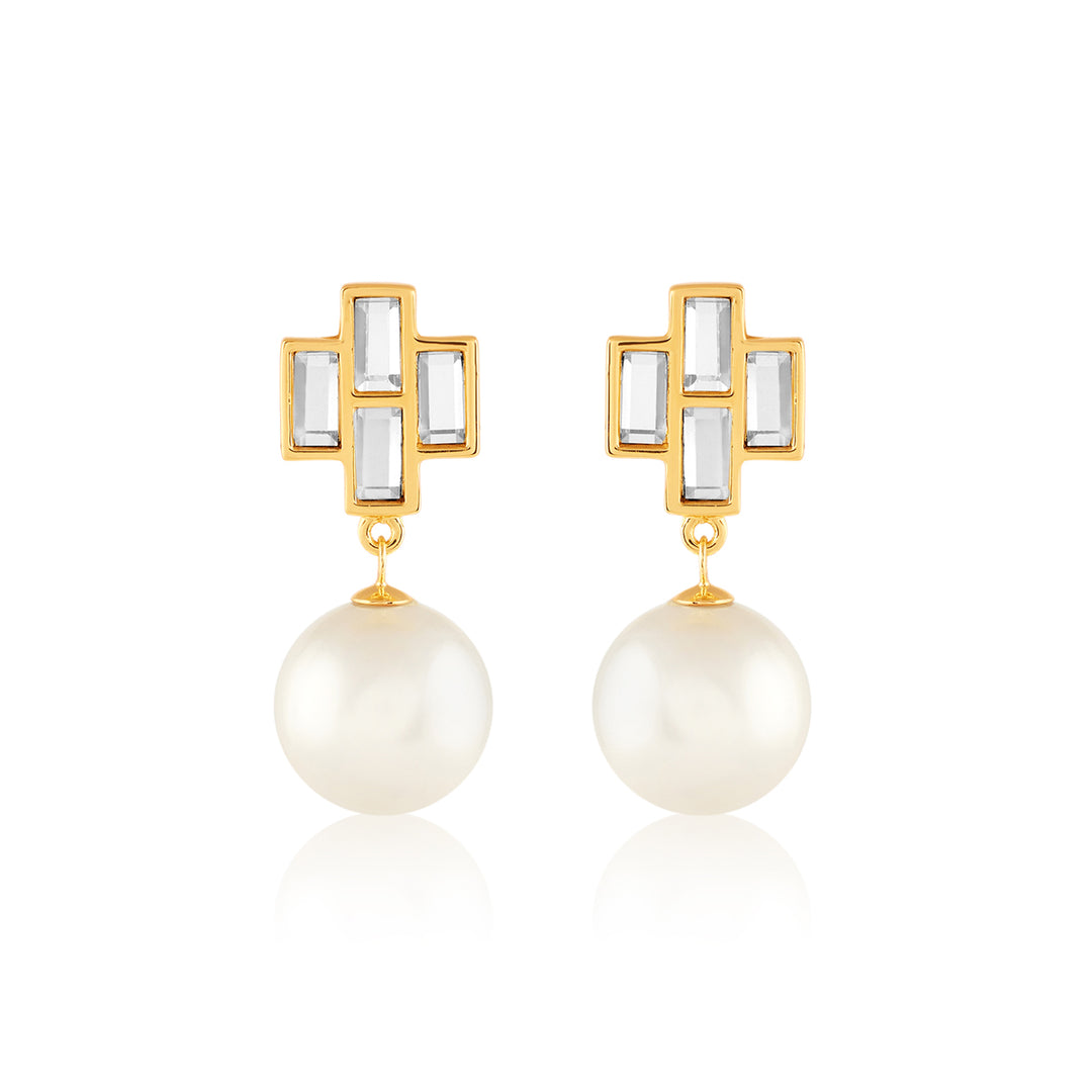 Prism Mirror Pearl Drop Earring