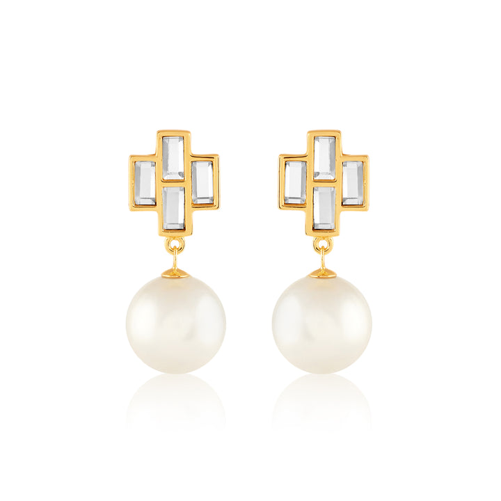 Prism Mirror Pearl Drop Earring