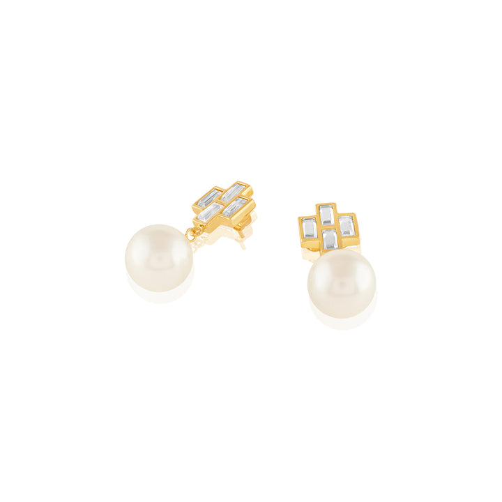 Prism Mirror Pearl Drop Earring