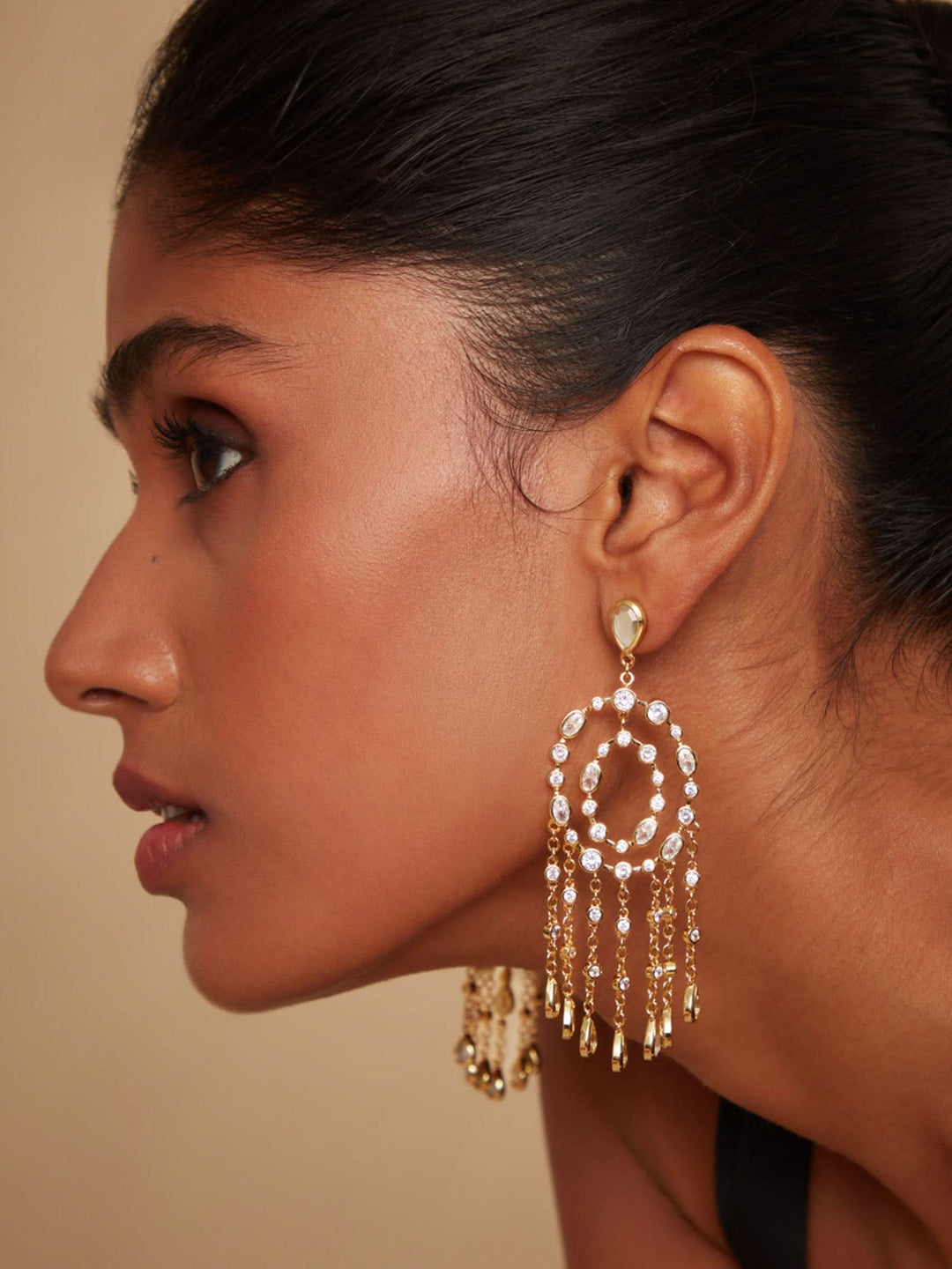 Paradise Dew Oval Chandelier Statement Earrings