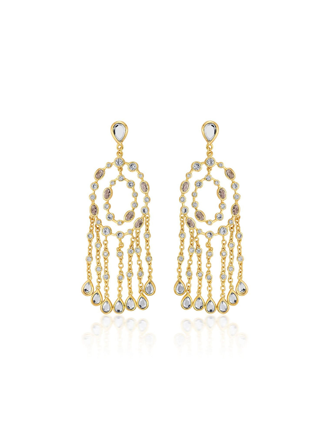 Paradise Dew Oval Chandelier Statement Earrings