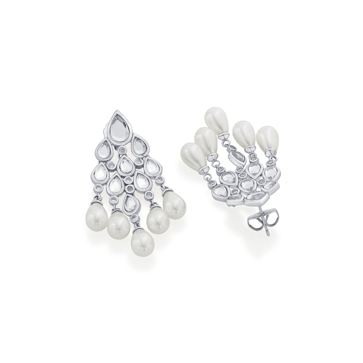 Paradise Dew Pearl Chandelier Earrings In Silver