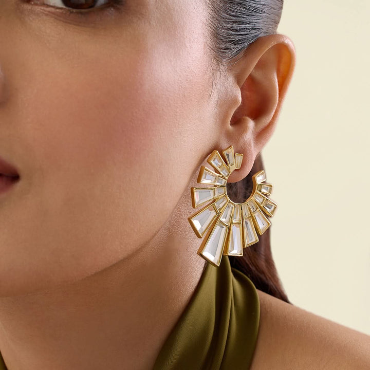 Angel Dust Baguette Mirror Orange Peal Earring