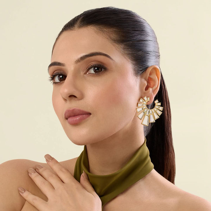 Angel Dust Baguette Mirror Orange Peal Earring