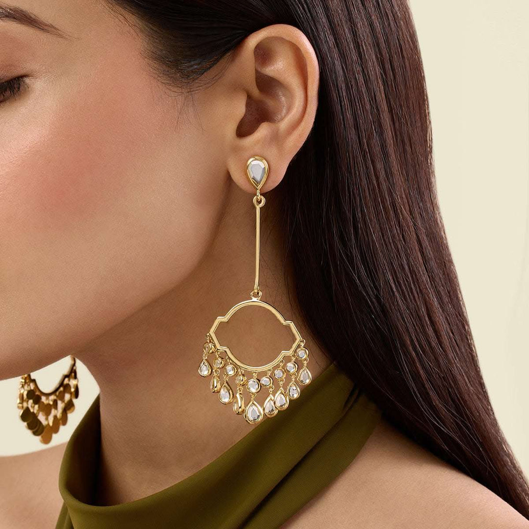 Decadence Decoded Mirror Long Chandelier Earrings In Gold