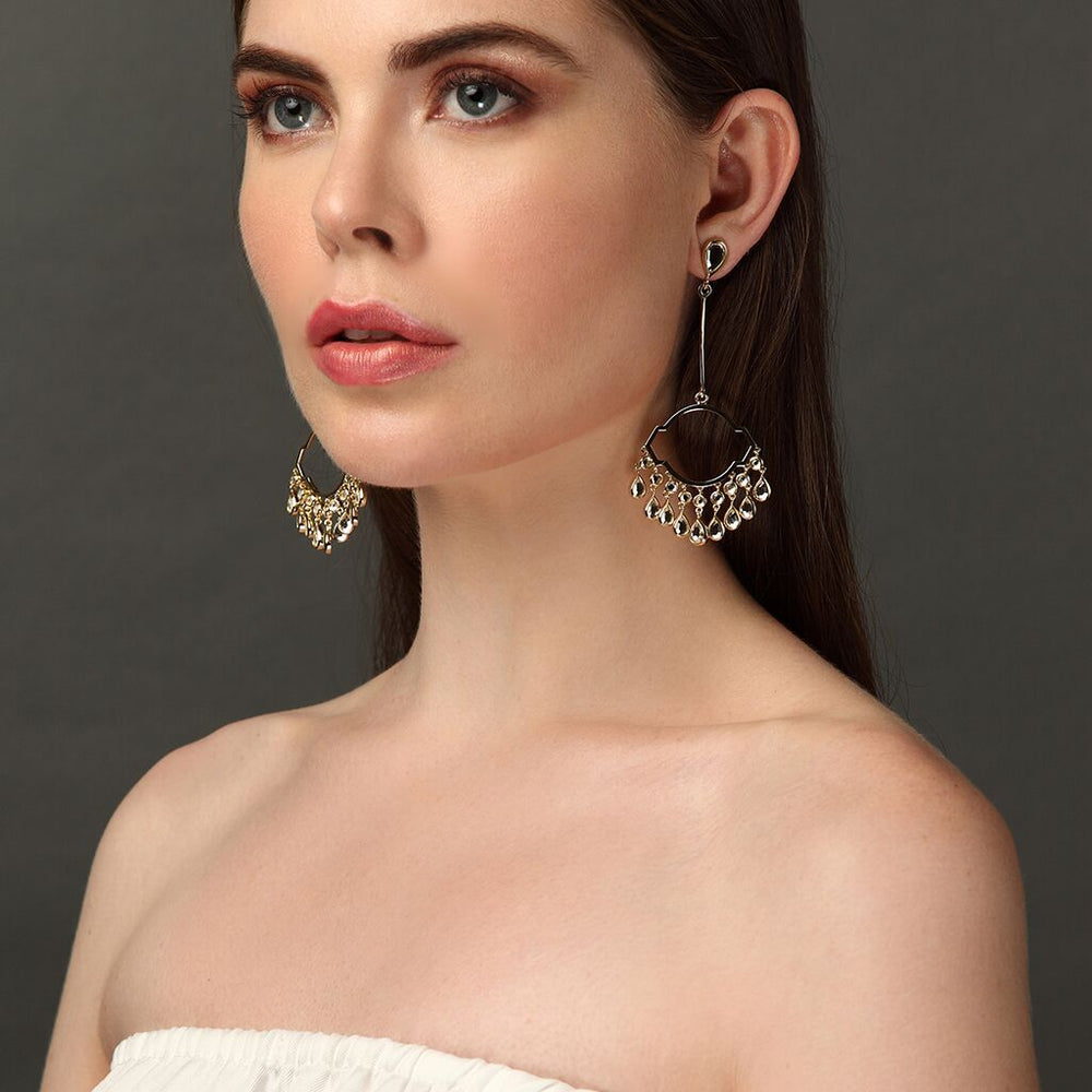 Decadence Decoded Mirror Long Chandelier Earrings In Gold