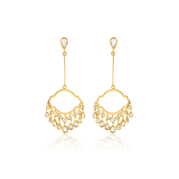 Decadence Decoded Mirror Long Chandelier Earrings In Gold
