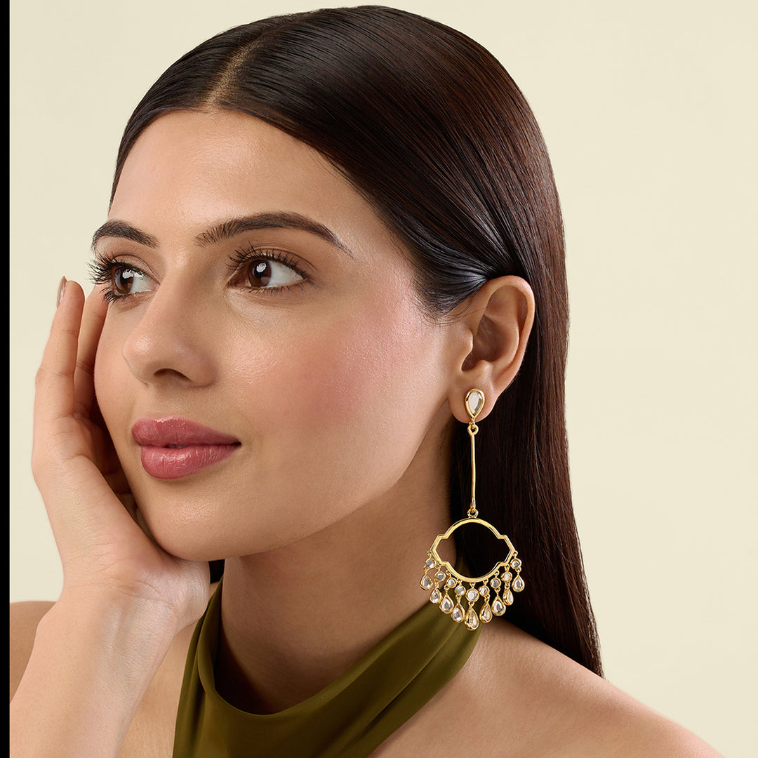 Decadence Decoded Mirror Long Chandelier Earrings In Gold