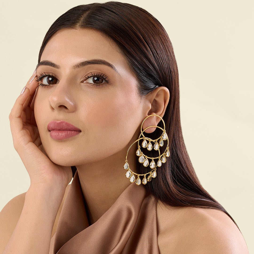 Ayaana Triple Hoop Mirror Earrings