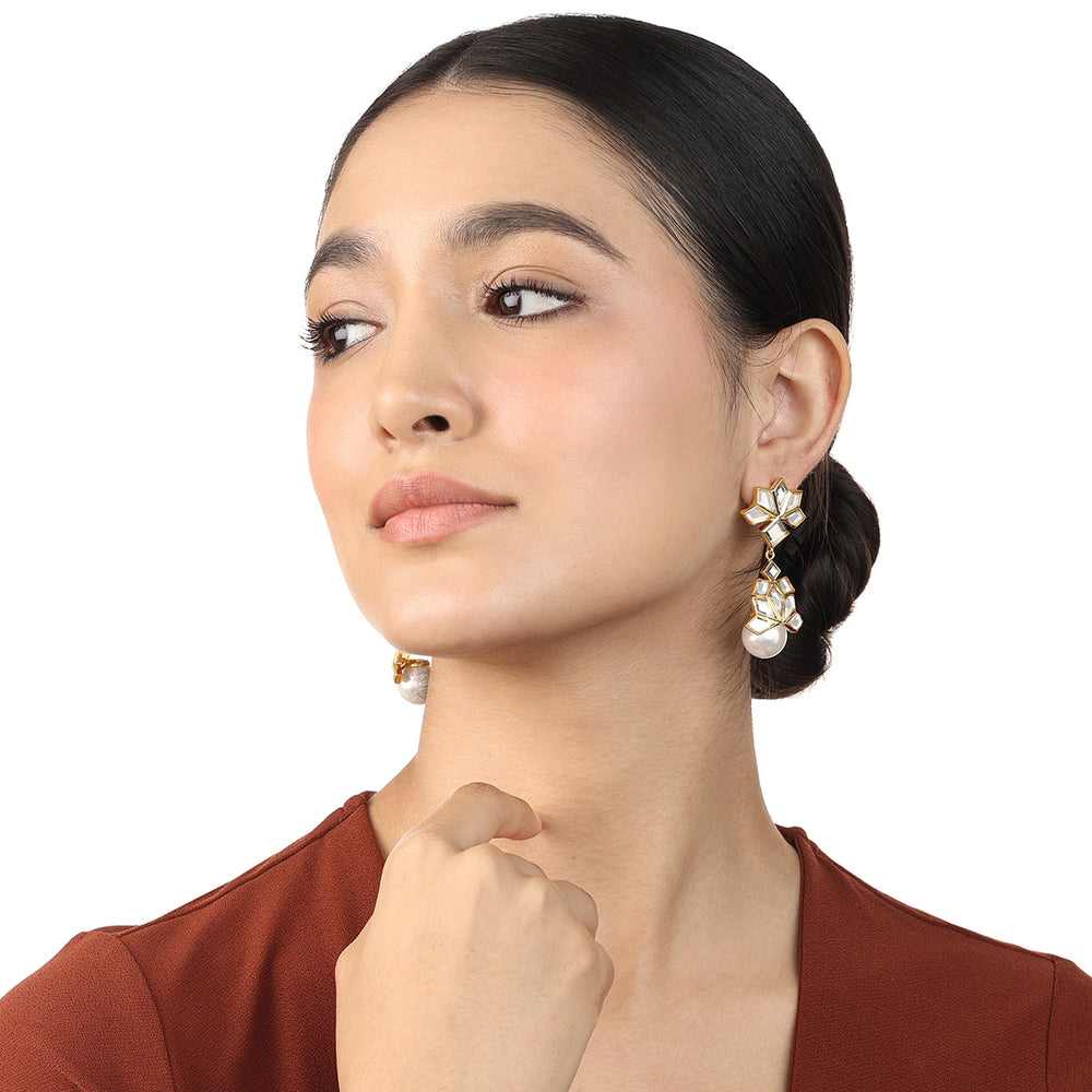 Flor Mirror Stud Earrings - Isharya | Modern Indian Jewelry