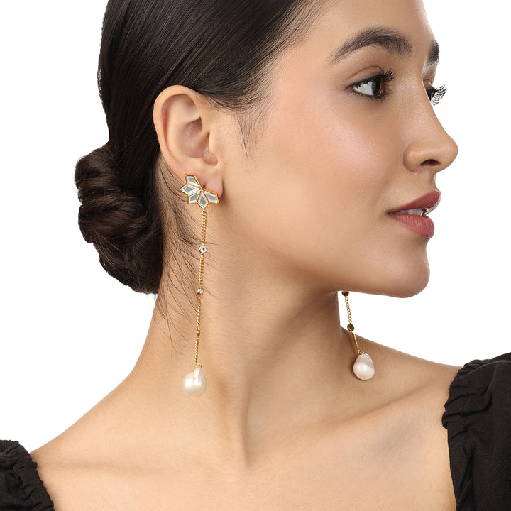 Flor Pearl Drop Earrings - Isharya | Modern Indian Jewelry
