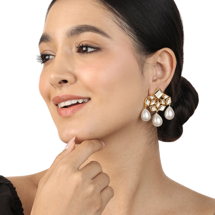 Flor Pearl Trio Earrings - Isharya | Modern Indian Jewelry
