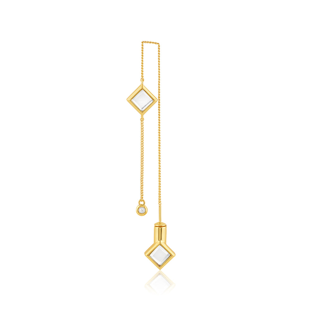 Ayaana Diamond Mirror Needle-Thread Delicate Earrings