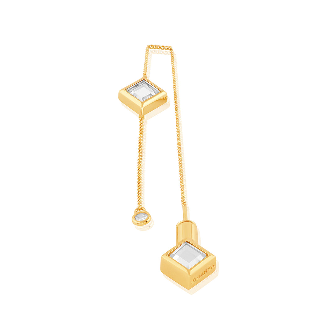 Ayaana Diamond Mirror Needle-Thread Delicate Earrings