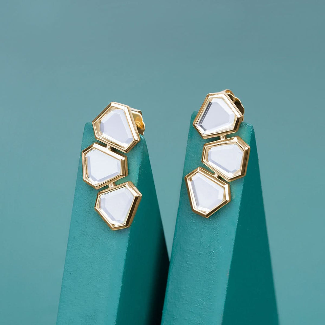 Ayaana Mini Triple Mirror Stud Earrings