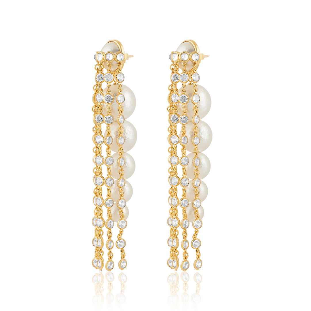 Limelight Pearl & Chain Long Earrings