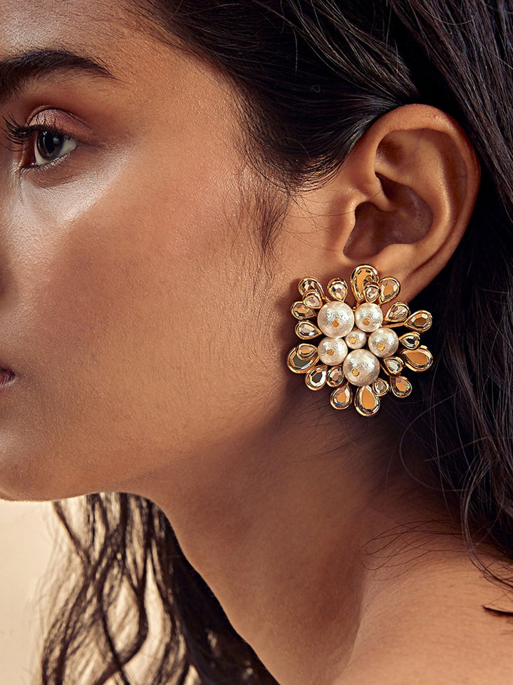 Limelight Cluster Of Pearls Statement Stud Earrings