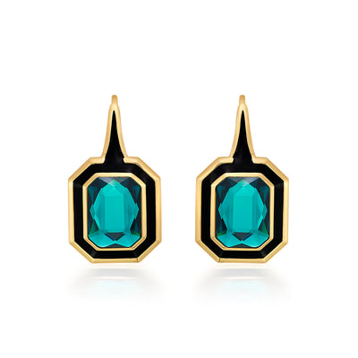 B-dazzle Green Crystal Drop Earrings - Isharya | Modern Indian Jewelry