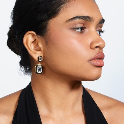 Bougie Octagon Drop Earrings - Isharya | Modern Indian Jewelry