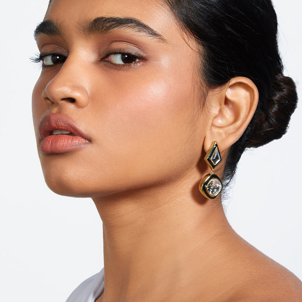 Bougie Duo Crystal Drop Earrings