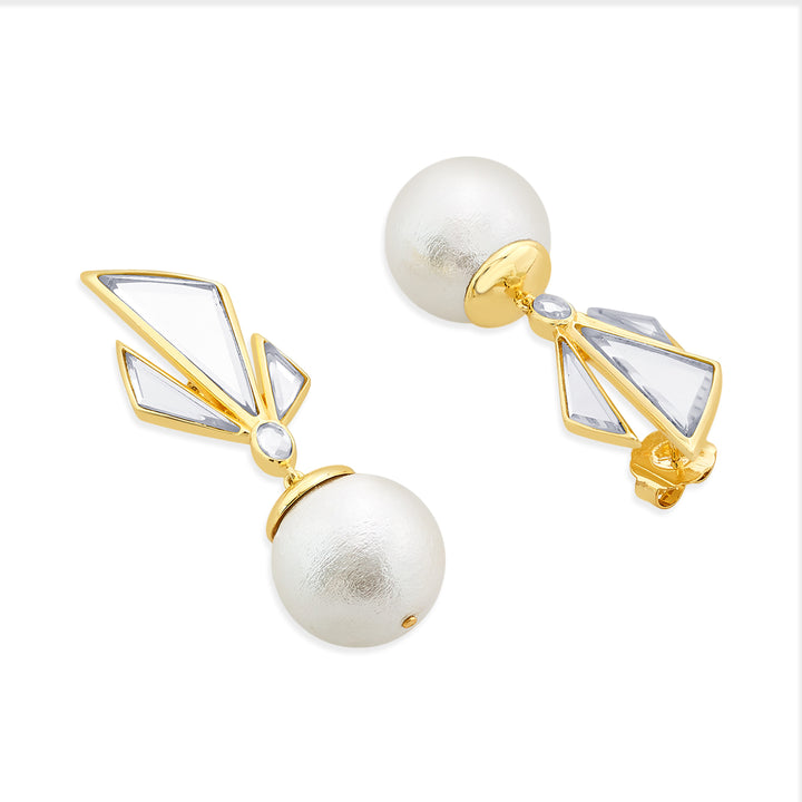 Demi Goddess Irregular Mirror and Pearl Stud Earrings