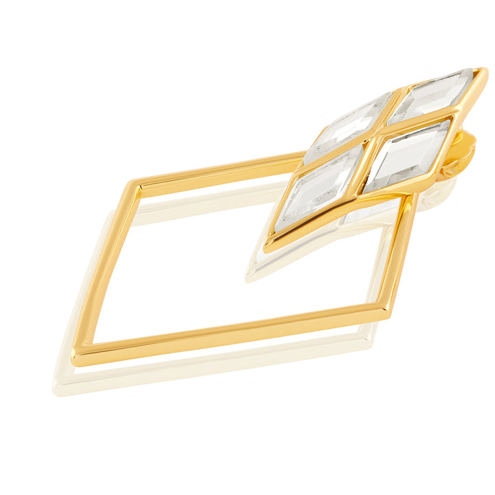 Demi Goddess Rhombus Mirror & Metal Surround Earrings