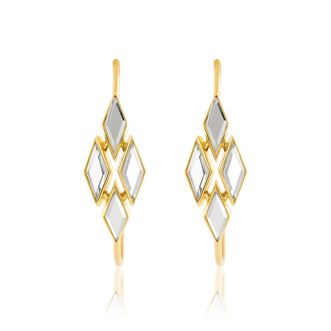 Demi Goddess Rhombus Mirror Hoop Earrings