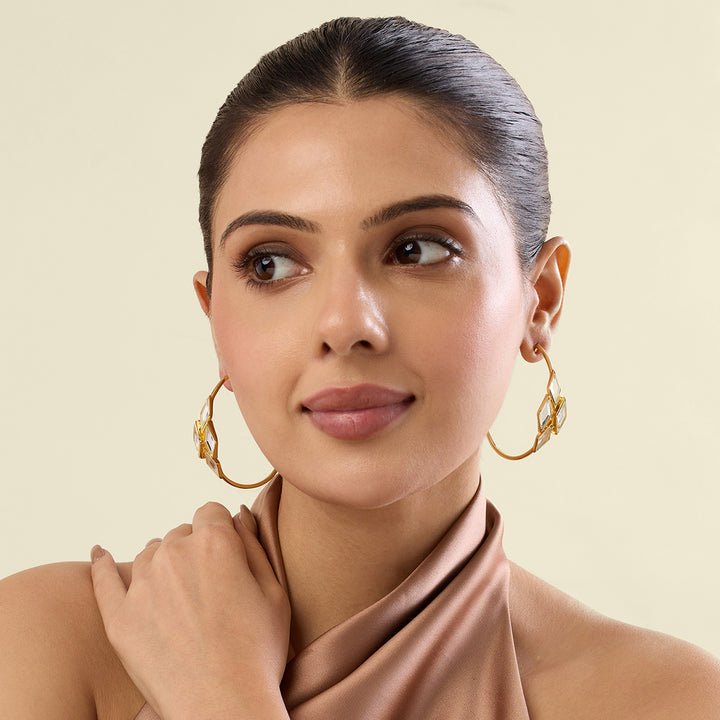 Demi Goddess Rhombus Mirror Hoop Earrings