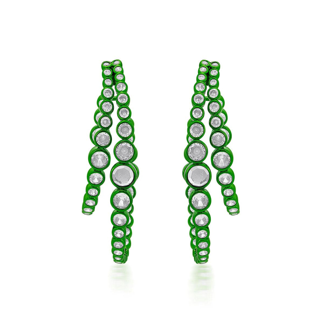 Diana Penty Parakeet Green Double Hoop Earrings