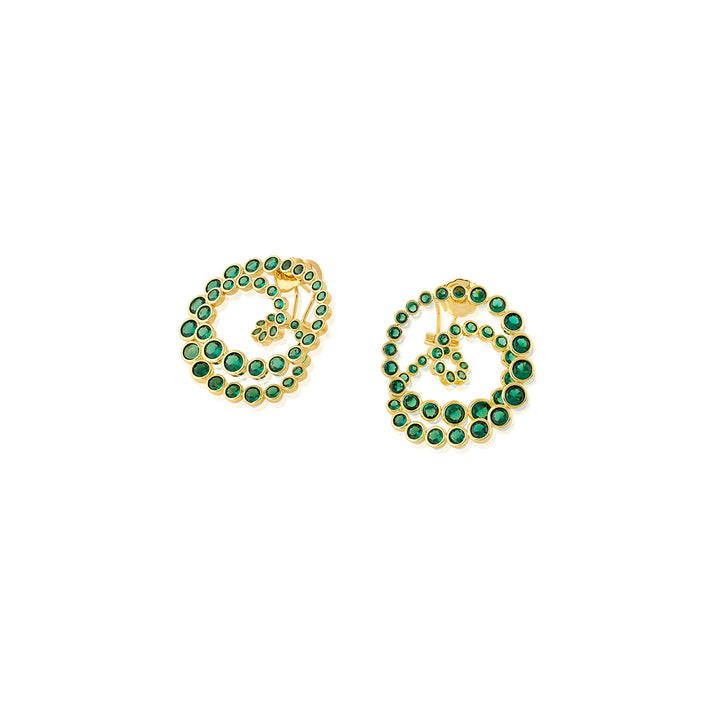 Green Galaxy Spiral Statement Earrings