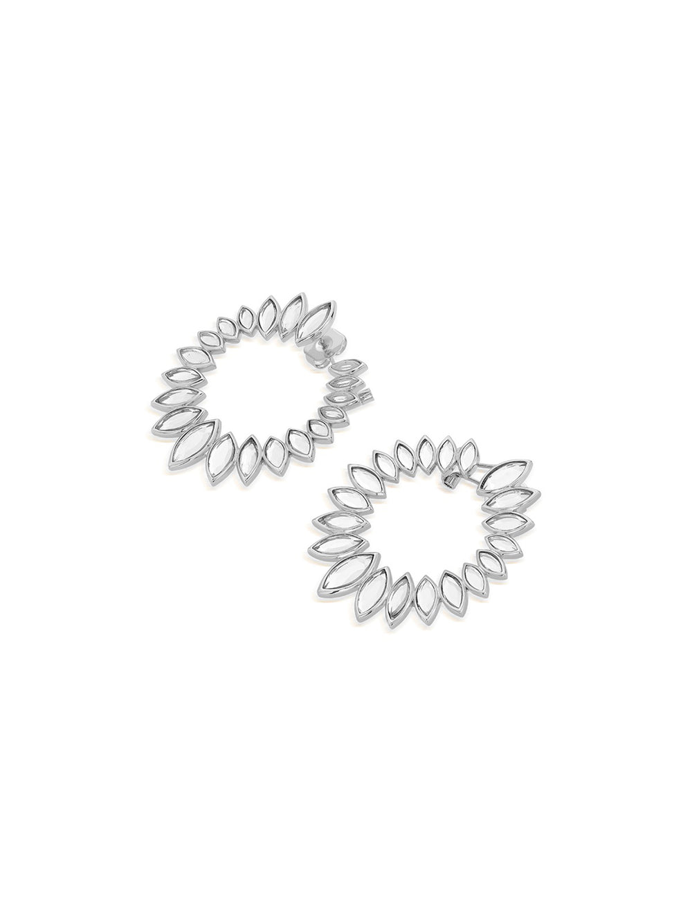 Marquise Mirror Orange Peel Earrings in Silver