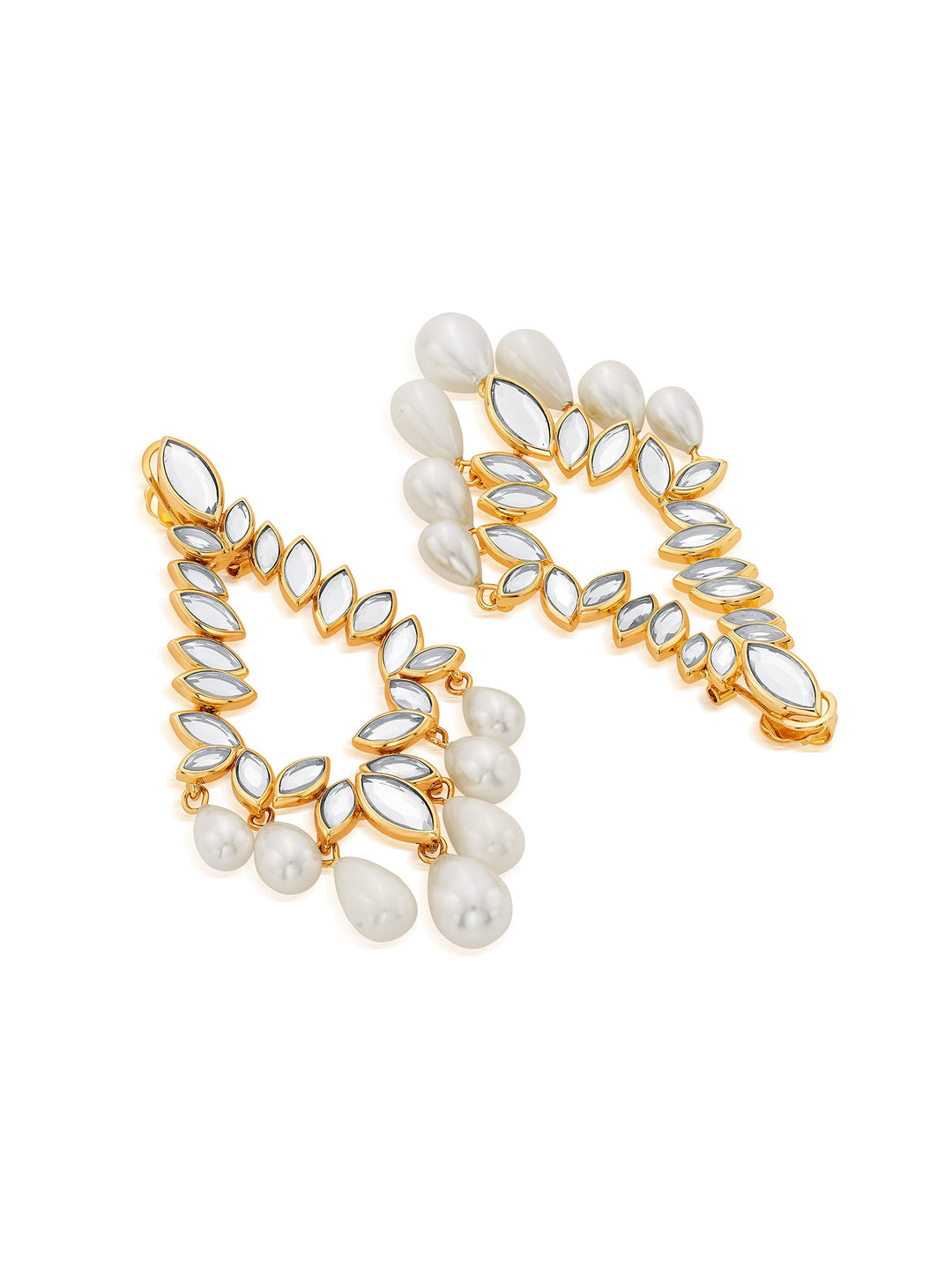 Marquise Mirror Pearl Chandelier Earrings