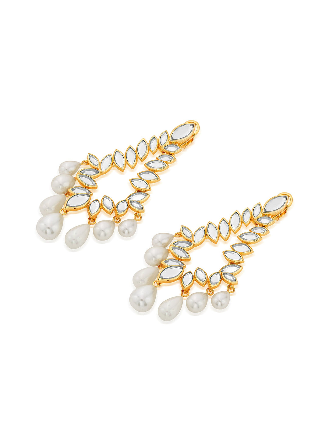 Marquise Mirror Pearl Chandelier Earrings