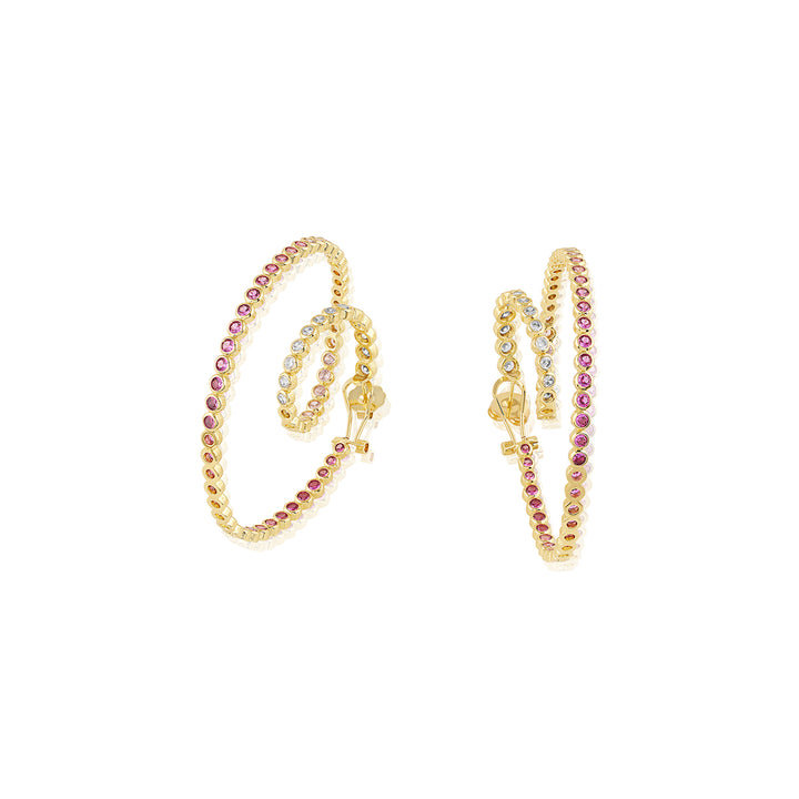 White & Pink Spiral Hoop Earrings