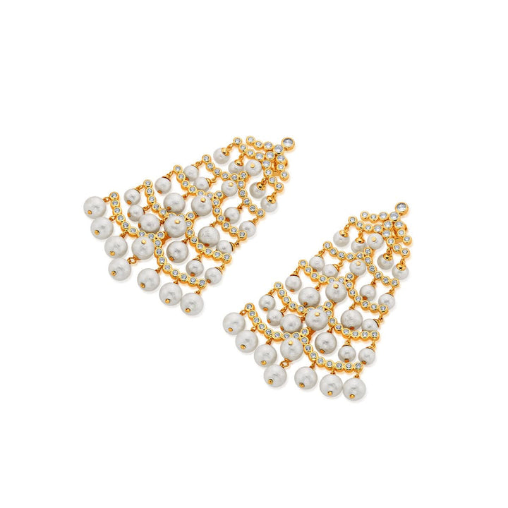 Ami Patel Pearl Crystal Waterfall Earrings