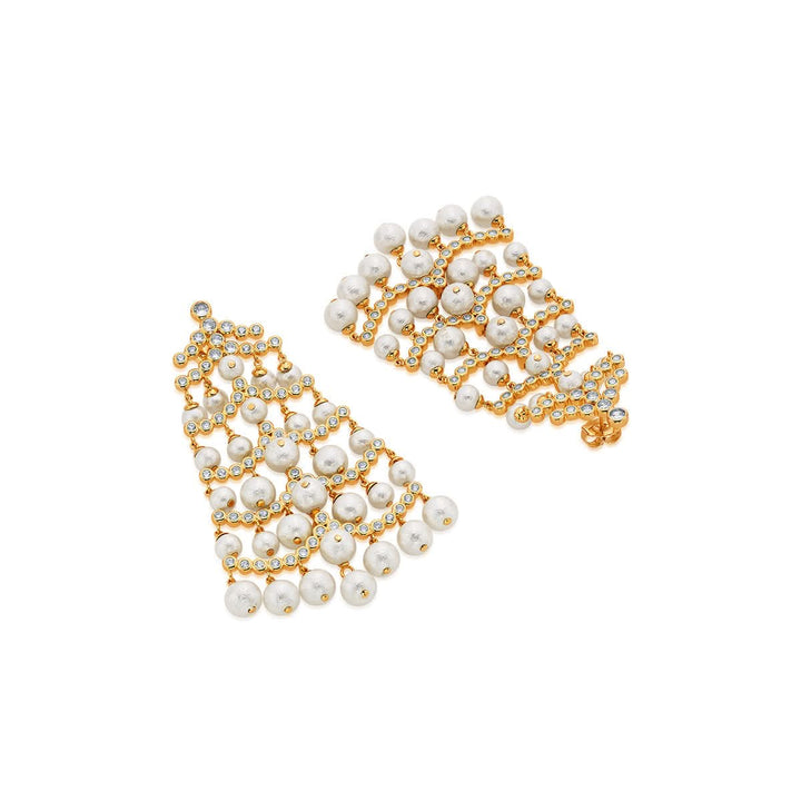 Ami Patel Pearl Crystal Waterfall Earrings