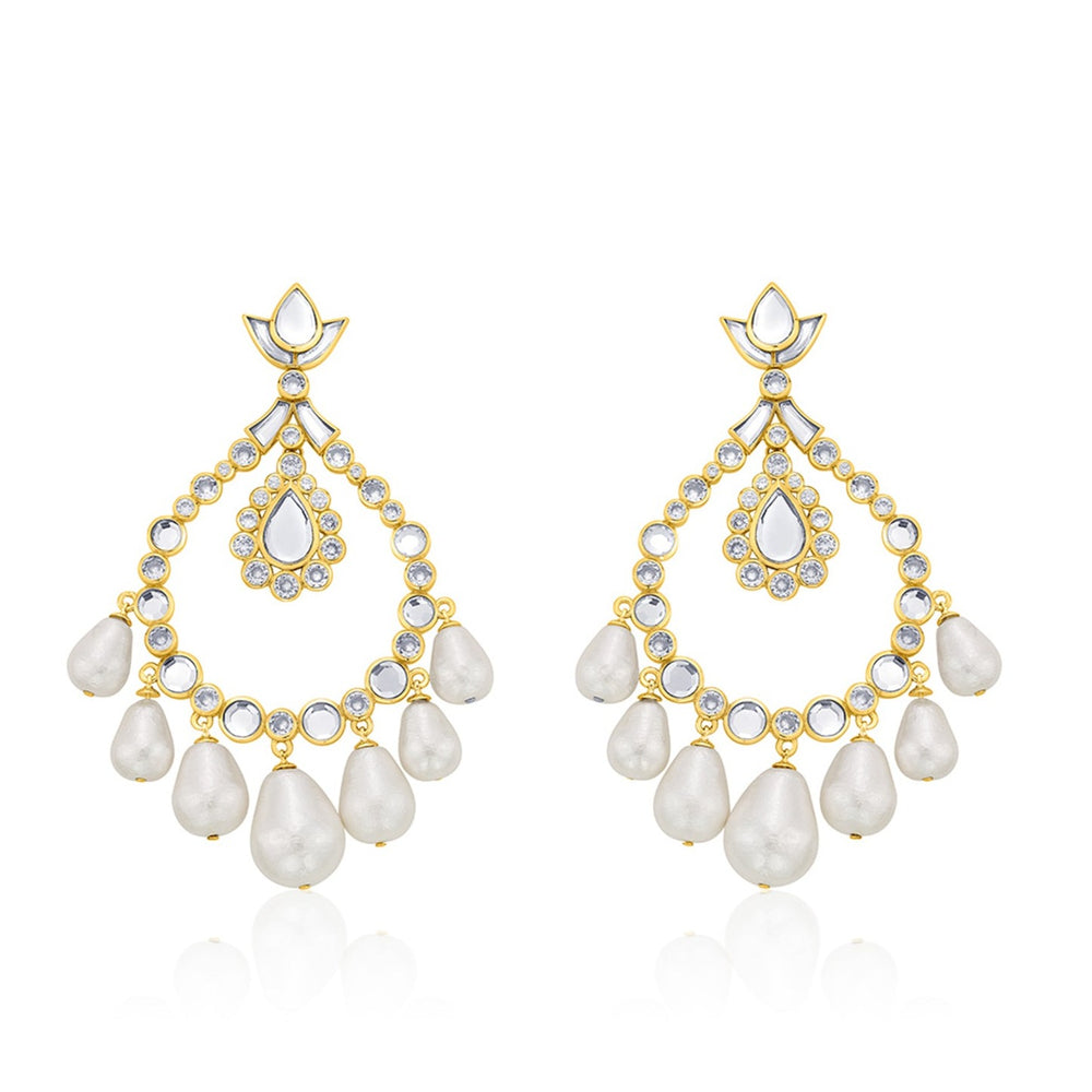 Elongated Crystal Pearl Earrings