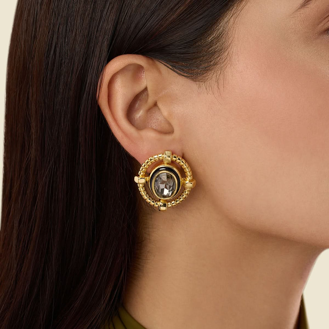 Amal Grey Crystal Studs