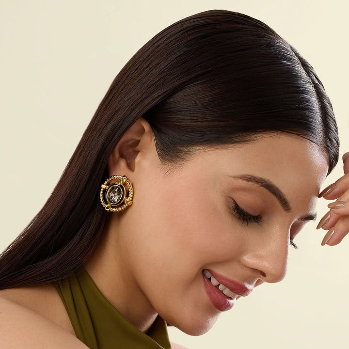 Amal Grey Crystal Studs