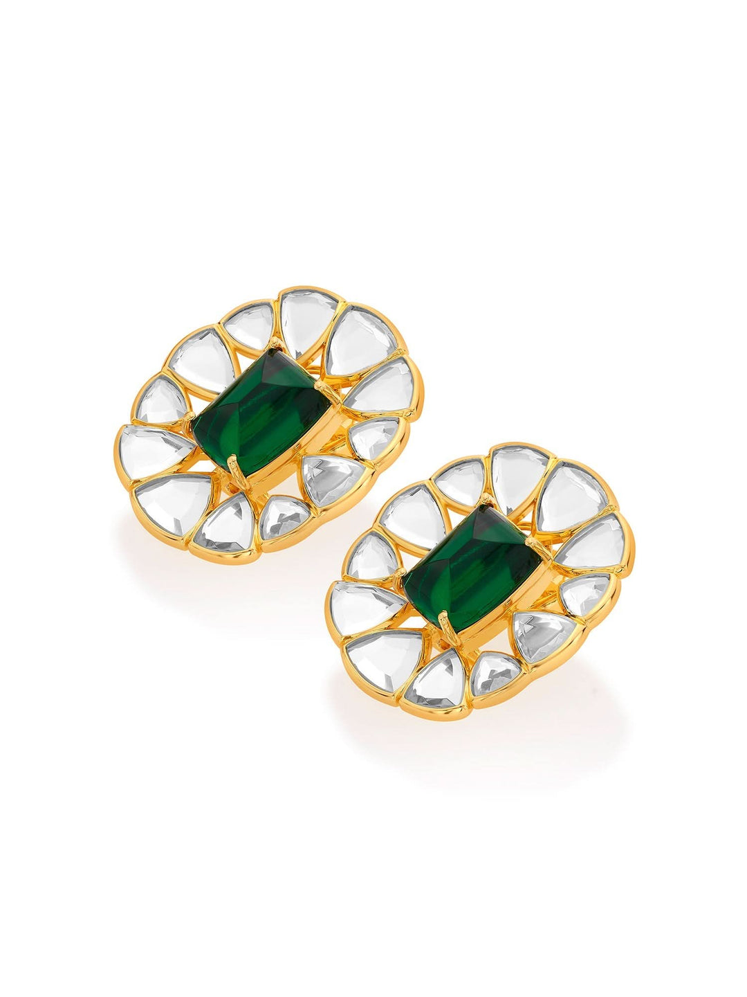 Ruhaniyat Mirror & Hydro Emerald Studs