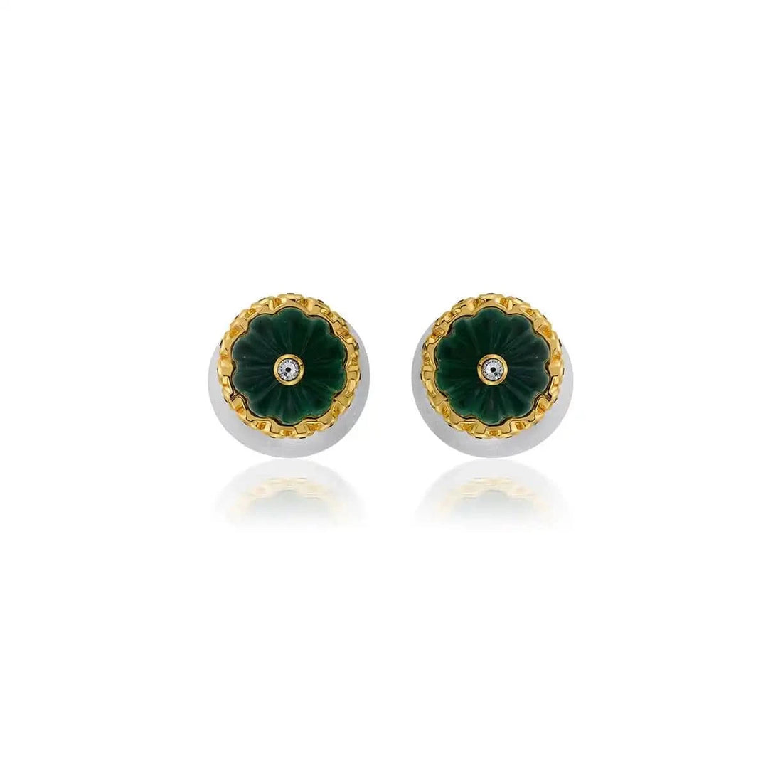 Seher CZ Pearl & Hydro Emerald Earrings