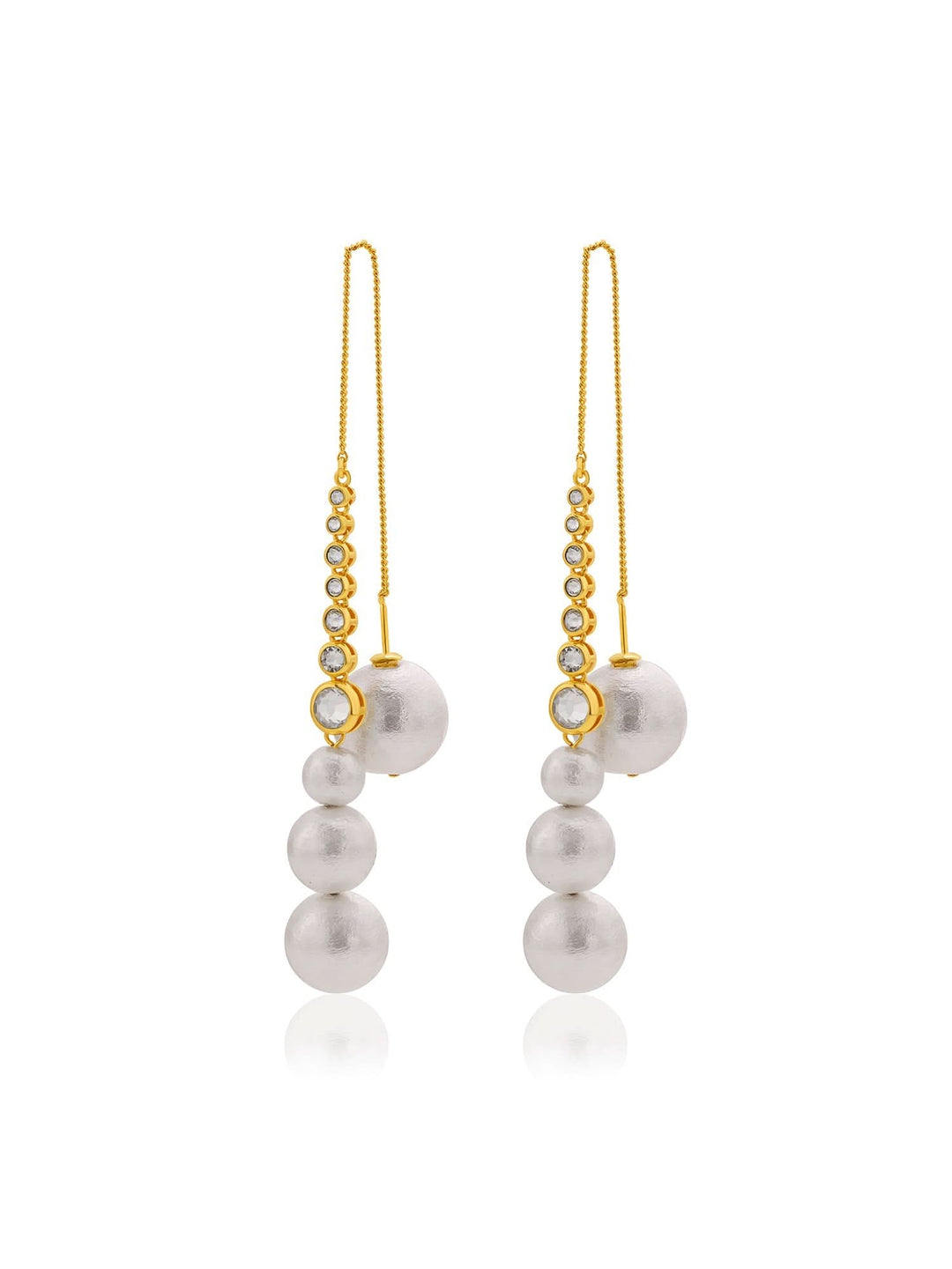 Inayat Cotton Pearl & CZ Long Earrings
