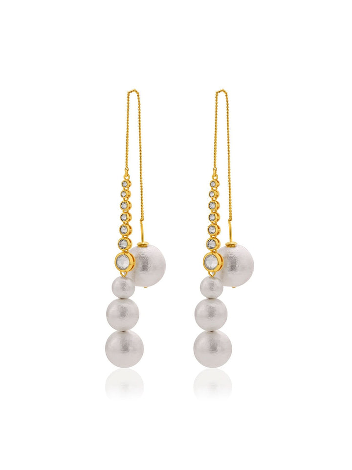 Inayat Cotton Pearl & CZ Long Earrings