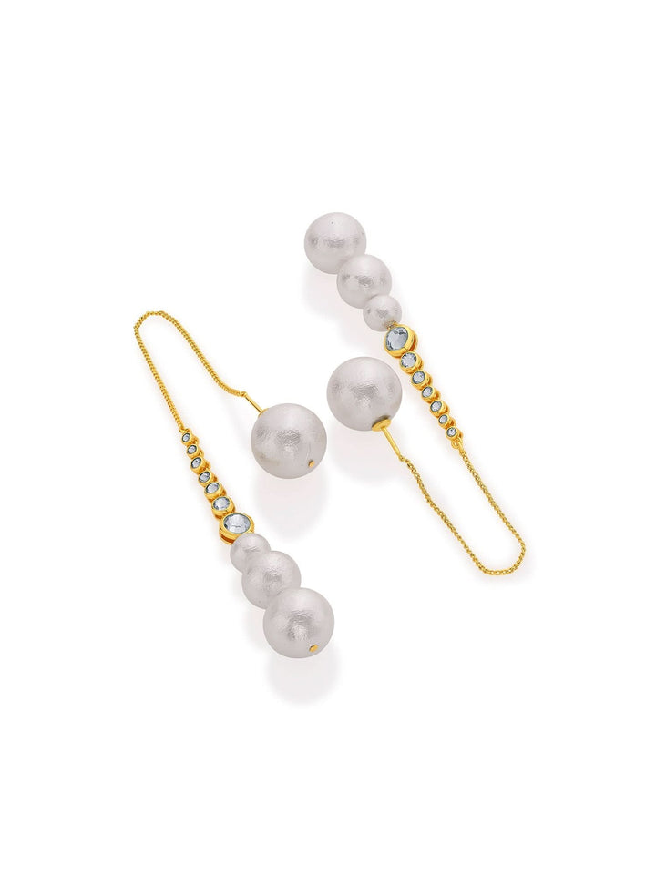Inayat Cotton Pearl & CZ Long Earrings